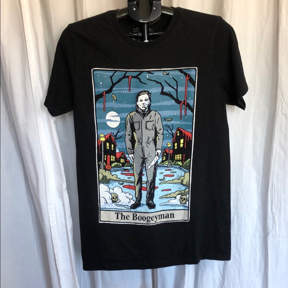 Black John Carpenter's Halloween Michael Mayers Tarot Card Graphic Tee